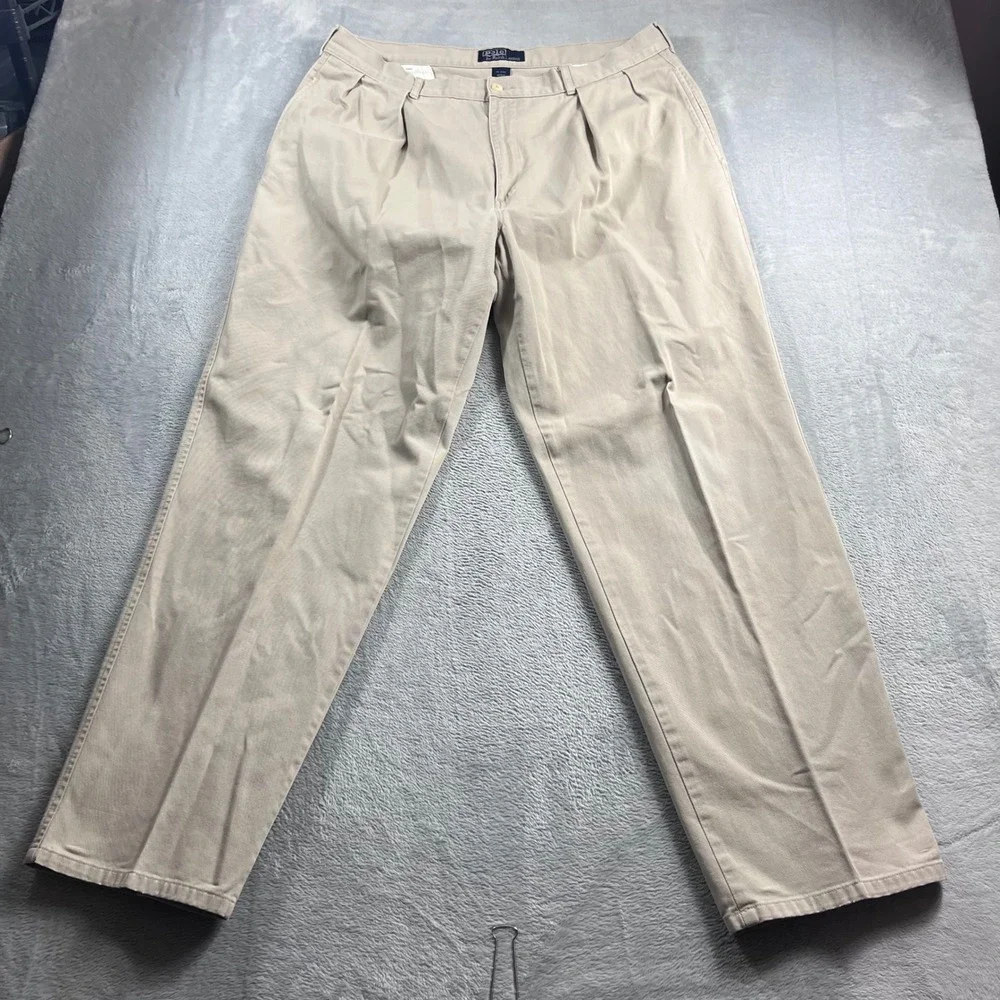 Polo Ralph Lauren Andrew Pant Mens 38x32 Tan Khaki‎ Pleated Chino Twill Trousers